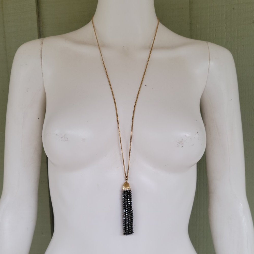 J. CREW Sparkle Beaded Tassel Necklace Pendant - Picture 1 of 4